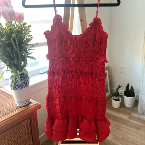 Red ruffle mini dress - Picture 1 of 2